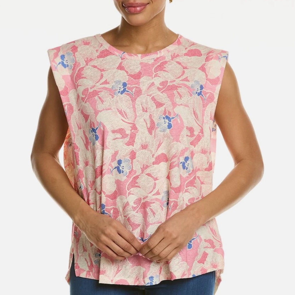 EUC- Ted Baker London Padded shoulder linen blend top